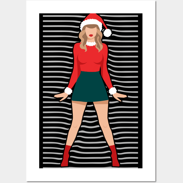 A Girl Wearing Christmas Wardrobe Fashionable Style Wall Art by FooVector